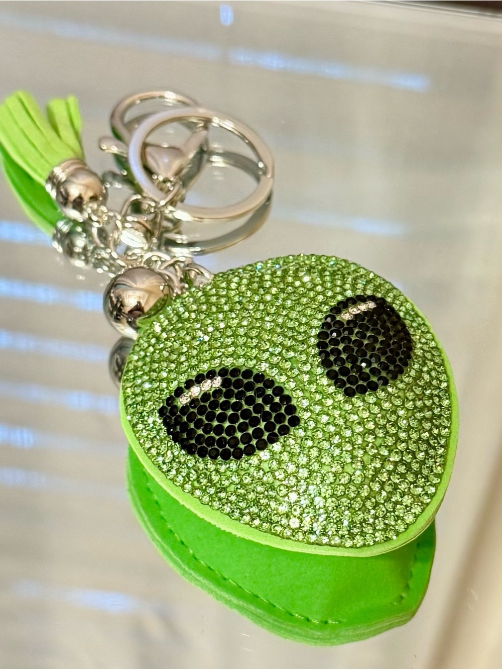 New Crystal Alien Keychain/Bag Charm  in Neon Green